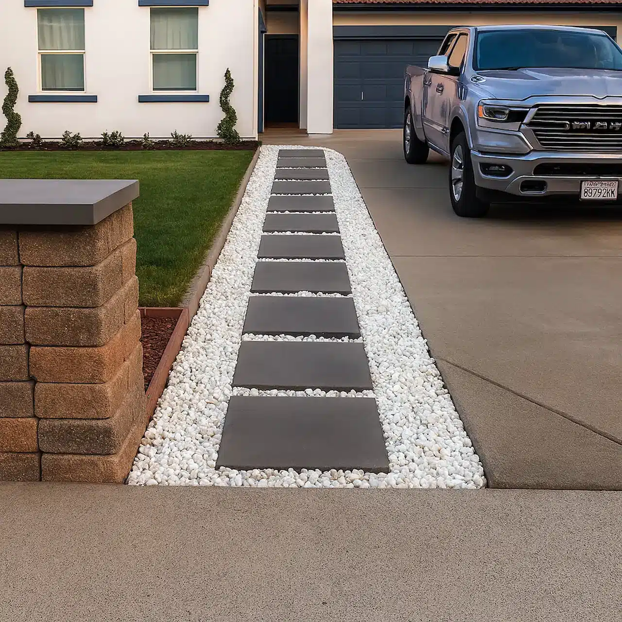 Beautiful paver walkway and landscaping design in Rocklin, CA by Master Pavers