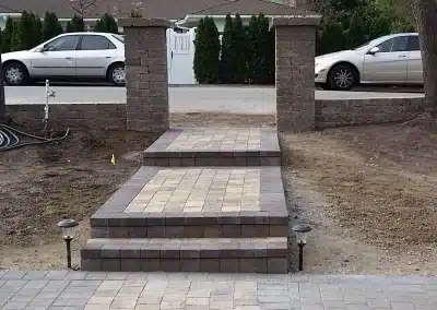 Landscaping project in Rocklin CA – paver steps and entry walkway